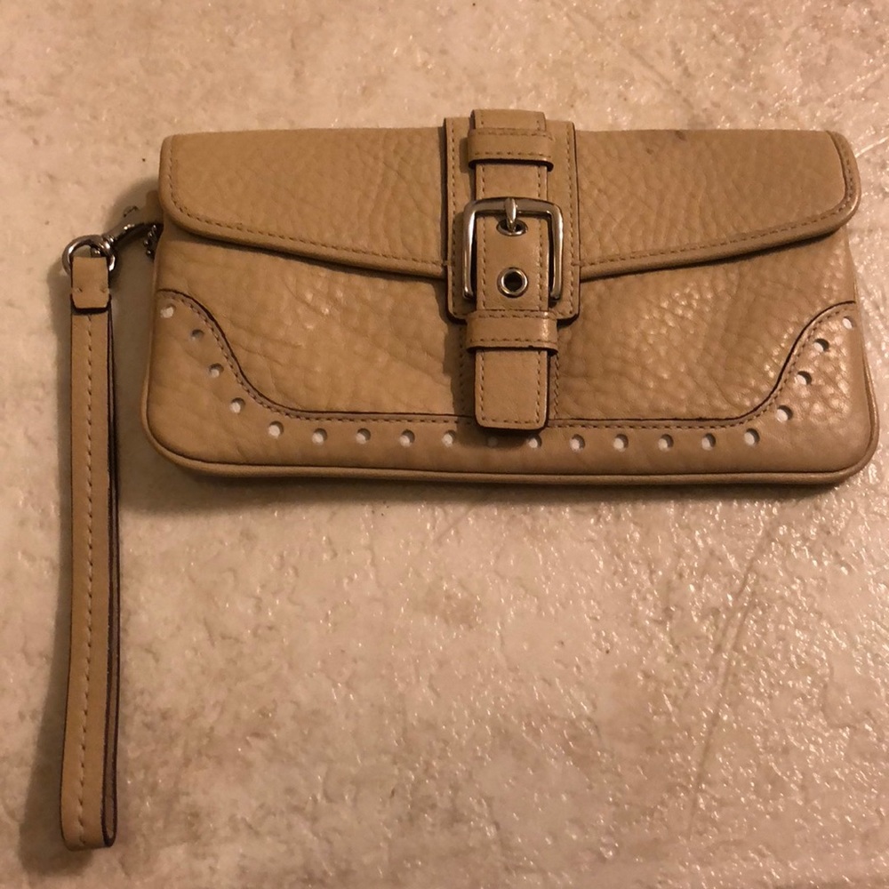 Cream Coach Wristlet